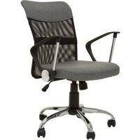 Premier Housewares Grey Home Office Chair With Ergonomic Armrest/Wheel Rolling Base/Adjustable Height With Lock Mechanism Computer Chairs For Desk W56 X D57 X H101cm.