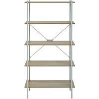 Interiors by PH 5 Tier Shelf Unit Natural Oak Effect White Frame Wide