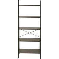 Interiors by PH 5 Tier Shelf Unit Dark Oak Effect Black Frame Narrow
