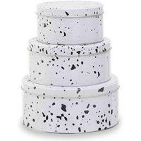 Set of 3 Size Stacking Speckled Food Storage Tins Cake Bin Accessory Container