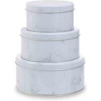 Premier Housewares White Marble Effect Set Of 3 Storage Tins