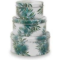 Interiors by PH Palm Print Storage Tins, Round, Set Of 3