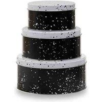 Interiors by PH Speckled Print Storage Tins, Round, Set Of 3 - White