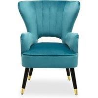 Green Velvet Armchair, Accent Chair With Gold Finish Rubberwood Legs, Modern Design Highback Chair
