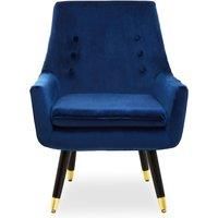 Stylish Midnight Velvet Armchair, Accent Chair With Slanted Wooden Legs, Modern Midnight Velvet Chair