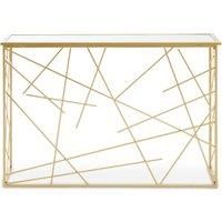 Orsina Sleek Gold Finish Console Table With Mirror Top, Contemporary Console Table For Livingroom, Versatile Table
