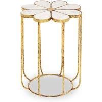 Orsina Petal Side Table With Marble Top, Gold Finish Bedside Table, Modern Nesting Table, Metallic Round Table
