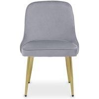 Orsina Velvet Dining Chair, Mid-Century Modern Gold Accented Velvet Dining Chairs, Luxury Dining Chair in Grey