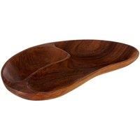 Premier Housewares 2-Section Serving Dish Monkeypod Wooden Tray Tray Table Carved Serving Trays Serving Platters - 3 X 32 X 20 Cm
