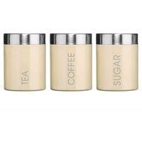 SET OF 3 TEA COFFEE SUGAR CANISTERS KITCHEN STORAGE POTS JARS
