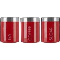 Premier Housewares Liberty Tea, Coffee and Sugar Canisters - Set of 3, Red