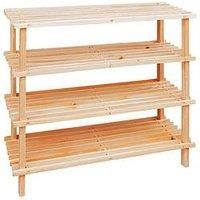 Premier Housewares 4-Tier Slatted Wooden Shoe Rack - Beige
