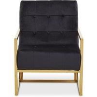 Black Velvet Arm Chair, Comfortable Armchair with Button tufting, Velvet Upholstery Lounge Chair for Home