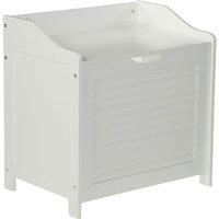 WHITE WOOD BATHROOM TOWEL STORAGE CHEST LAUNDRY BIN BOX DOUBLE SHUTTER SLATTED