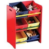 Premier Housewares 3-Tier Storage Unit with Pine Frame and 6 Canvas Tubes