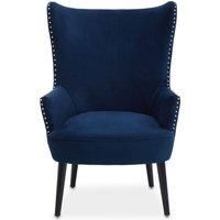 Blue Wingback Lounge Arm Chair, High Back Fabric Living Room Chair, Mid Century Arm Chair with Fabric