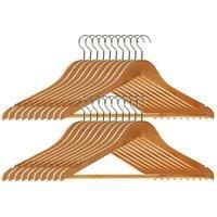 WOODEN HANGERS COAT SUIT GARMENT CLOTHES WARDROBE WOOD HANGER TROUSER BAR SET
