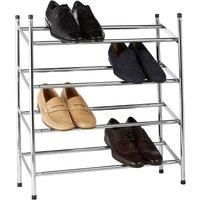 4 TIER CHROME FINISH SHOE RACK STACKABLE & EXTENDABLE STORAGE ORGANISER HOLDER