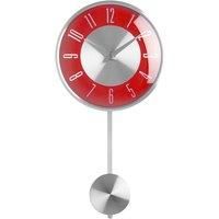 PENDULUM CLOCK WALL MOUNTED CHROME EFFECT SILVER NUMERICAL DIGITS ANALOGUE DISPL