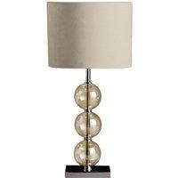 Premier Housewares Mistro Table Lamp with Amber Orb/Chrome Base & Cream Faux Suede Shade