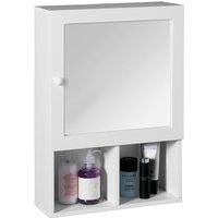 Premier Housewares MDF Bathroom Storage Cabinet with Mirror Wall Bathroom Shelf Door and 2 Compartments Bathroom Cabinet Storage White 56h x 40w x 15d