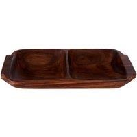 Premier Housewares 2 Section Rectangle Serving Dish with Handles, 4 x 32 x 18 cm - Acacia Wood