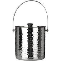 Premier Housewares 508910 Ice Bucket - Hammered Stainless Steel H14 x W14 x D13cm