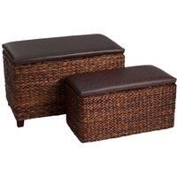 Premier Housewares Cattail Leaf Storage Seats - Set of 2, Brown