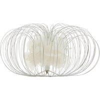 Orsina 55.5cm Glass & Brass Finish Table Lamp With White Shade, Glass Dome Base Lamp, Classic Side Lamp For Lounge in Silver