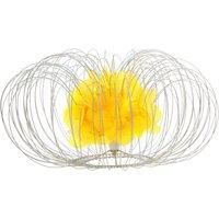 Orsina 55.5cm Glass & Brass Finish Table Lamp With White Shade, Glass Dome Base Lamp, Classic Side Lamp For Lounge in Yellow