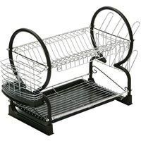 Premier Housewares 2-Tier Dish Drainer, 56 cm - Black