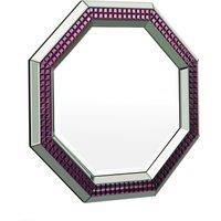 Purple and Mirrored Glass Octagonal Wall Mirror, Full Size Decorative Mirror, Large Glass Accent Mirror