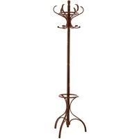 Premier Brown Solid Birch Wood Coat Stand Walnut Finish Hat Hanger 12 Hook Tree