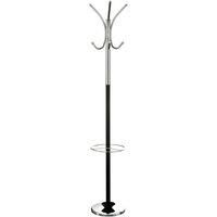 Premier Housewares Floor Standing Coat Stand with Umbrella Holder, 182 cm - Black/Chrome