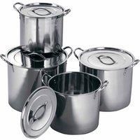 Premier Housewares Cooking Pots Set of 4 Stock Pot Stainless Steel Cookware Set Mirror Polished Slow Cookers With Handles / Pots And Pans With Lids 22 x 20 x 35