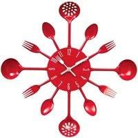 Kitchen Essentials Tea, Coffee,Sugar ,Cutlery Set, Clock Spoon Accessories - RED