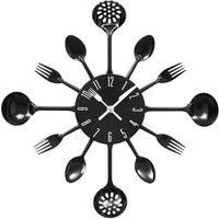 Premier Housewares 2200502 Cutlery Wall Clock - Black , H33 x W33 x D4cm