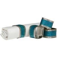 Premier Housewares 1403766 Square Glitter Napkin Rings - Turquoise, Set of 4, H4 x W3 x D4cm