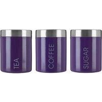 SET OF 3 TEA COFFEE SUGAR CANISTERS KITCHEN STORAGE POTS JARS