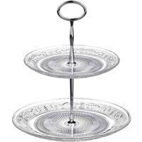 Premier Housewares Cake Stand Clear Glass Cake Holder Cupcake Stand Afternoon Tea Stand Height 25 Cm X Width 23 Cm X Depth 23 Cm