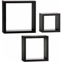 Premier Housewares Wall Cubes - Set of 3, Black