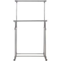 Metal Clothes Hanging Double Rail Trolley Shoe Rack Stand Storage Organizer