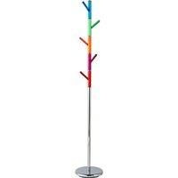 Premier Housewares Coat Stand with Acrylic Pegs - Chrome/Multi-Coloured, H173 x W29 x D29cm