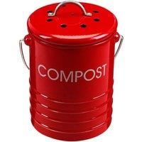 Premier Housewares Compost Bin with Handle, Red, Metal