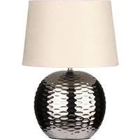 Premier Housewares Dimple Effect Ceramic Table Lamp with Fabric Shade - Beige