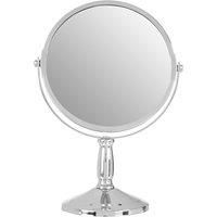 Premier Housewares Table Mirror Chrome Free Standing Mirror Silver Makeup Mirror Round Mirror Small Mirror Circle Mirror or Bathroom Mirror 23x15x15