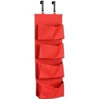 Premier Housewares 1901119 4-Tier Over Door Hanging Organiser - Red, H90 x W34 x D10cm