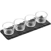Premier Housewares Glass Ribbed Snack Bowls on Slate Tray - Set of 4