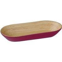Premier Housewares Kyoto Oblong Bowl, Spun Bamboo, Raspberry, 15 x 38 x 7 cm
