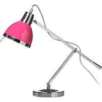 Premier Housewares E27 Edison Screw Adjustable Chrome Table Lamp, 40 W - Hot Pink